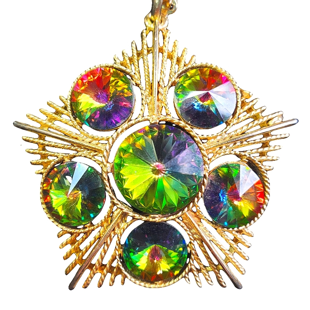 Lisner Star Pendant with Rivoli Rhinestones